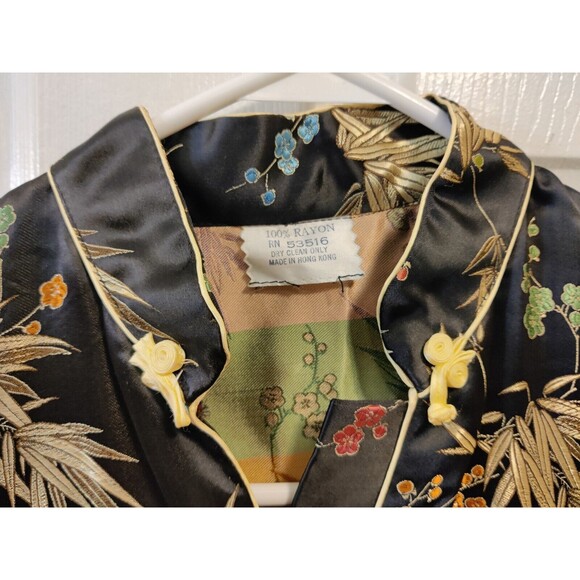 Vintage Oriental Button Down Short Sleeve Mandarin Collar With Pankou Buttons - Picture 2 of 6